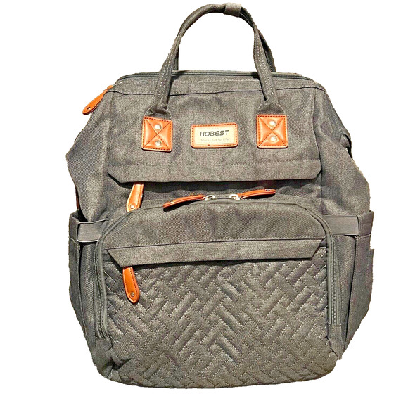 Hobest Backpack Diaper Bag Baby Gray Waterproof Multifunction Ourdoor Travel - Picture 1 of 9